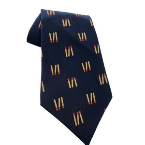 Vintage‎ Italian Silk Tie Navy Matchstick Print 1980s Made in Italy